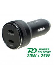 4SMARTS Fast 45W automobilinis įkroviklis PD20W+25W. USB-C