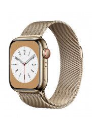 Apple_Watch_Series_8_Cellular_41mm_Gold_Stainless_Steel_Gold_Milanese_Loop_34FR_Screen