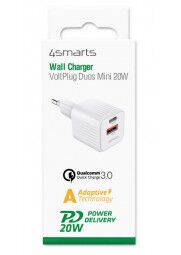 4smarts VoltPlug Duos Mini 20W USB-C, baltas-PAKUOTE