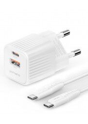  4smarts VoltPlug Duos Mini 20W USB-C, baltas su laidu