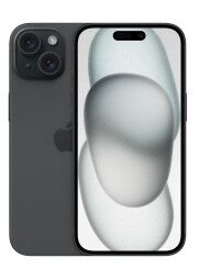 iPhone 15 juodos spalvos ekranas ir nugarele