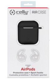 Celly bevielių ausinių Airpods 1st Gen | 2nd Gen silikoninis dėklas Black (juodas), 1 nuotrauka