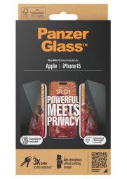 PANZERGLASS UWF Privacy grūdintas apsauginis stikliukas iPhone 15