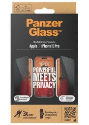 PANZERGLASS UWF Privacy grūdintas apsauginis stikliukas iPhone 15 Pro