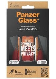 PANZERGLASS UWF Privacy grūdintas apsauginis stikliukas iPhone 15 Pro