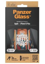 PANZERGLASS UWF Privacy grūdintas apsauginis stikliukas iPhone 15 Plus
