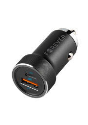 Automobilinis įkroviklis Forever USB-C ir USB-A, 20 W Black (juodas), 1 nuotrauka