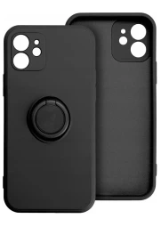 Smart Xiaomi Redmi Note 14 5G silikoninis dėklas su žiedu, juodas, 1 nuotrauka
