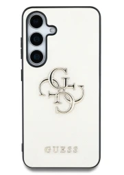 Guess Samsung Galaxy S25 Grained Big 4G Logo dėklas, smėlio, 1 nuotrauka