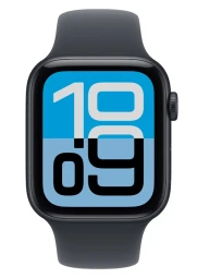 Apple Watch SE 3 44mm GPS Midnight Aluminum Sport Band Starlight - iš priekio, m/l