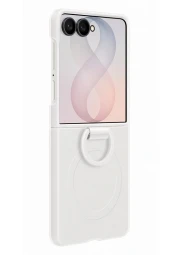 Samsung Galaxy Flip8 silikoninis magnetinis dėklas su žiedu, balta, 3 nuotrauka