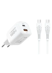 Veger tinklo įkroviklis su USB-C | USB-A jungtimis ir USB-C laidu - 100W, 1 nuotrauka