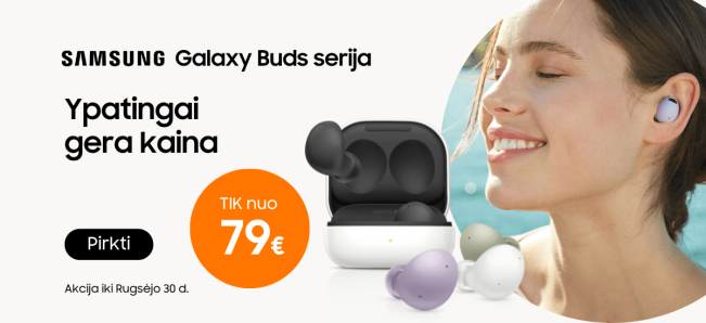 Samsung Galaxy Buds serija akcija gera kaina