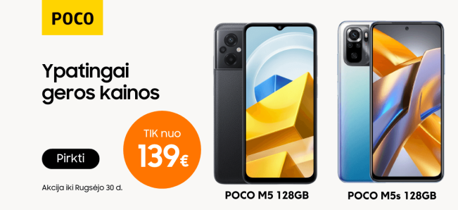 Poco M5 M5s X5 5G gera kaina akcija