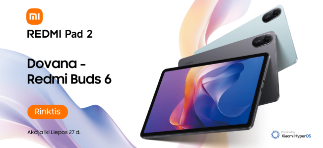 Redmi Pad 2 naujiena dovana - Redmi Buds 6, Mobili prekyba
