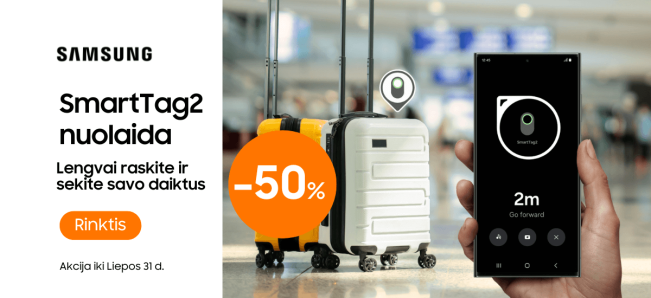 Samsung Galaxy SmartTag2 50% nuolaida, Mobili prekyba