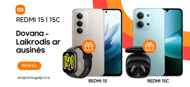 Redmi 15 ir Redmi 15C akcija naujiena dovana, Mobili prekyba
