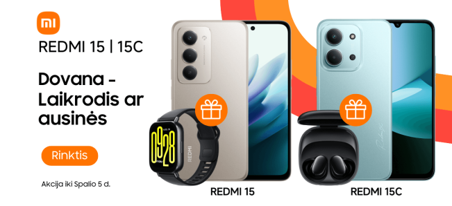 Redmi 15 ir Redmi 15C akcija naujiena dovana, Mobili prekyba