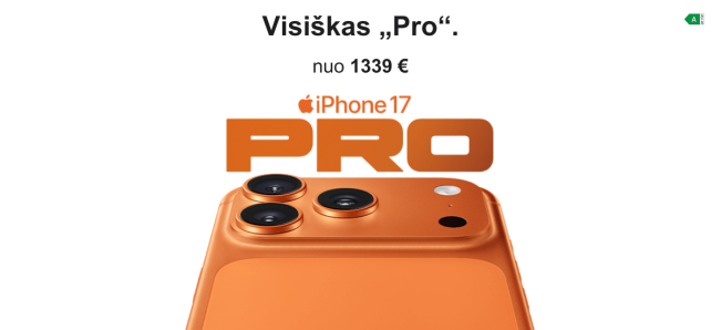 Apple iPhone 17 Pro jau prekyboje, Mobili prekyba