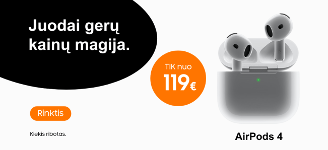 Apple AirPods 4 akcija nuo 119 Eur, Mobili prekyba