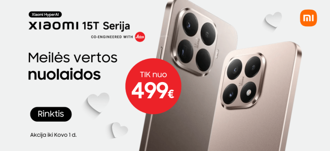 Xiaomi 15T serija nuo 499 Eur, Mobili prekyba