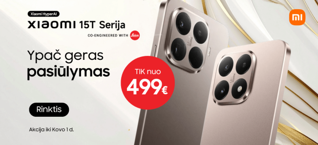 Xiaomi 15T serija nuo 499 Eur, Mobili prekyba