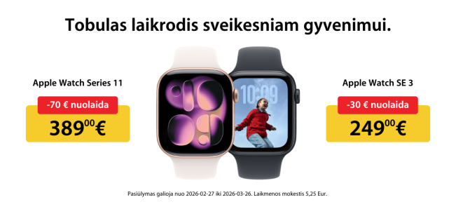 Apple Watch SE 3 ir Apple Watch Series 11 akcija, Mobili prekyba