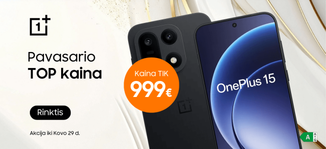 OnePlus 15 512GB akcija kaina tik 999 Eur, Mobili prekyba
