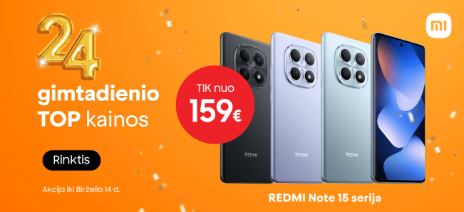 Xiaomi Redmi Note 15 serija TOP kainomis, Mobili prekyba