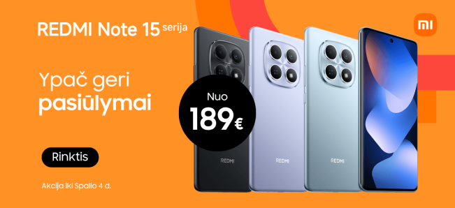 Xiaomi Redmi Note 15 nuo 189 Eur, Mobili prekyba