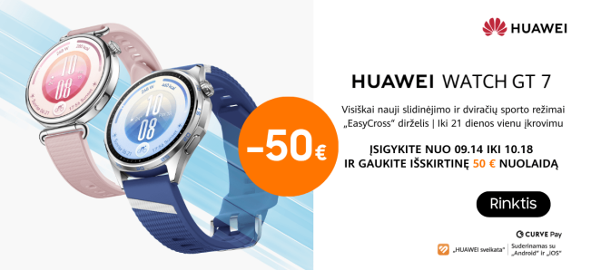 Huawei Watch GT7 akcija nuo 249 Eur, Mobili prekyba