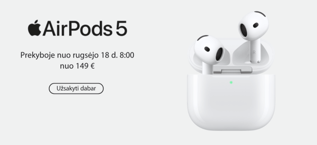 Apple AirPods 5 nuo 149 Eur, Mobili prekyba
