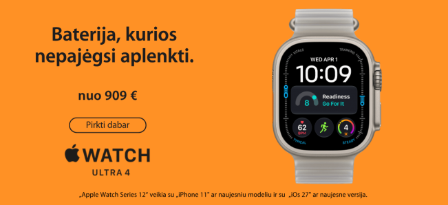 Apple Watch Ultra 4 nuo 909 Eur, Mobili prekyba