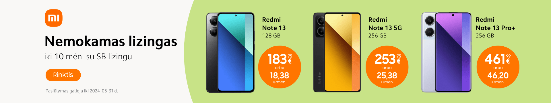Xiaomi Redmi Note 13 serija lizingas be pabrangimo, Mobili prekyba