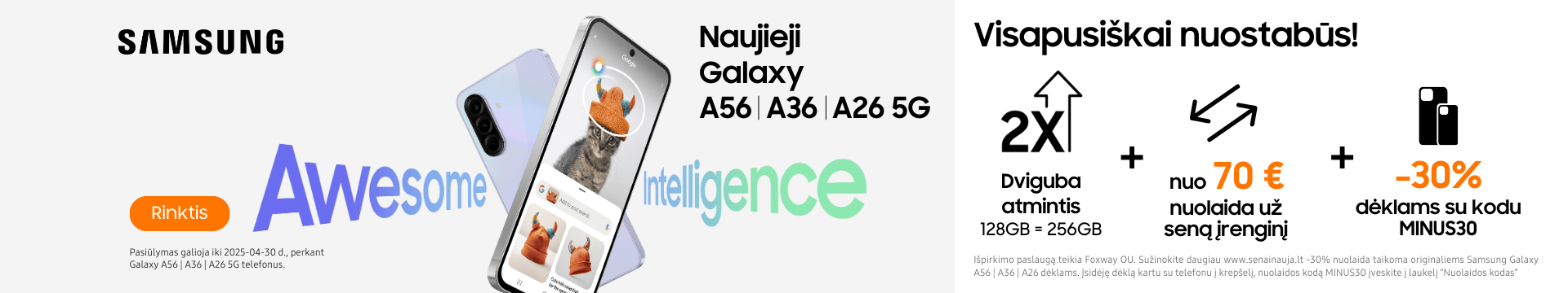Samsung Galaxy A56 A36 A26 akcija, Mobili prekyba