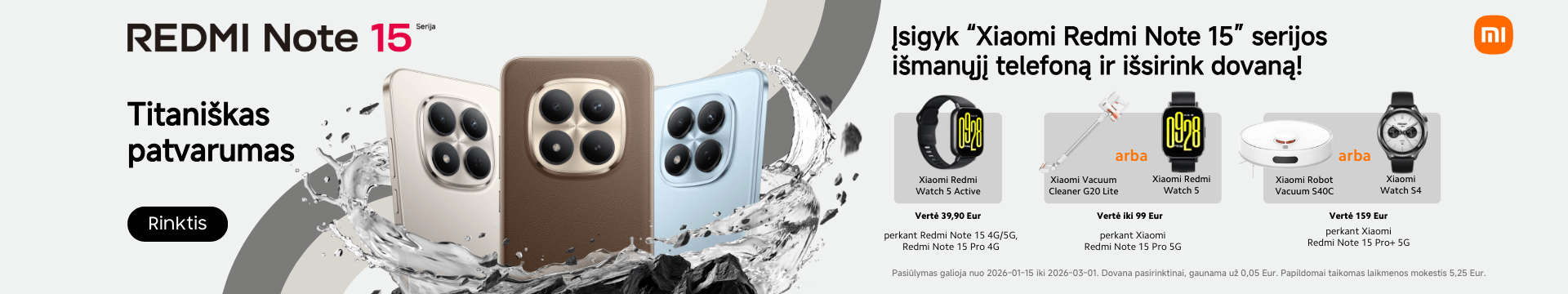 Xiaomi Redmi Note 15 serija su dovanomis, Mobili prekyba