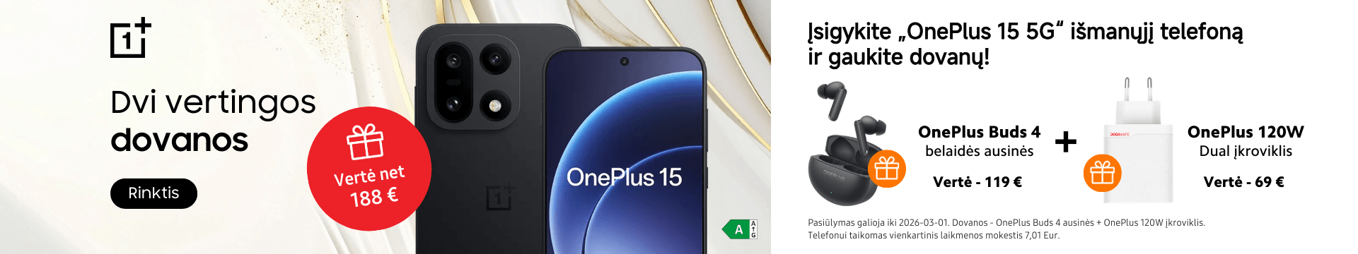OnePlus 15 5G su dovanomis, Mobili prekyba