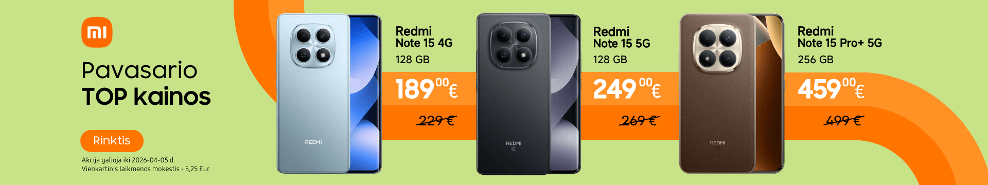 Xiaomi redmi Note 15 serijos telefonai iki 40 Eur pigiau, Mobili prekyba