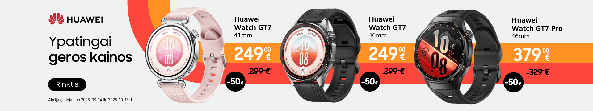 Huawei Watch GT7 akcija nuo 249 Eur, Mobili prekyba