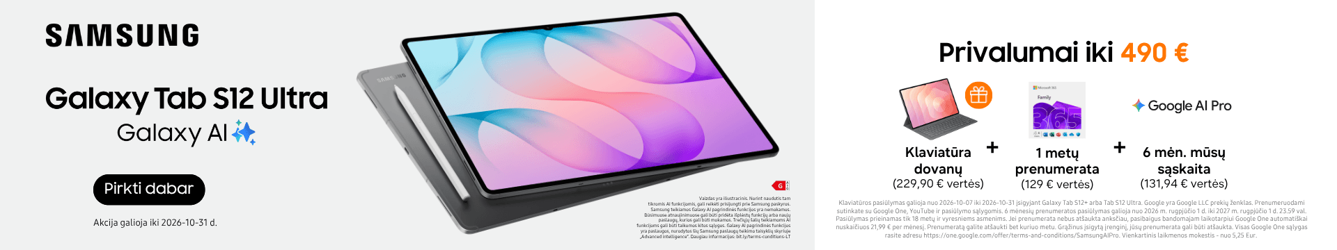 Samsung Galaxy Tab S12 serija su dovanomis, Mobili prekyba