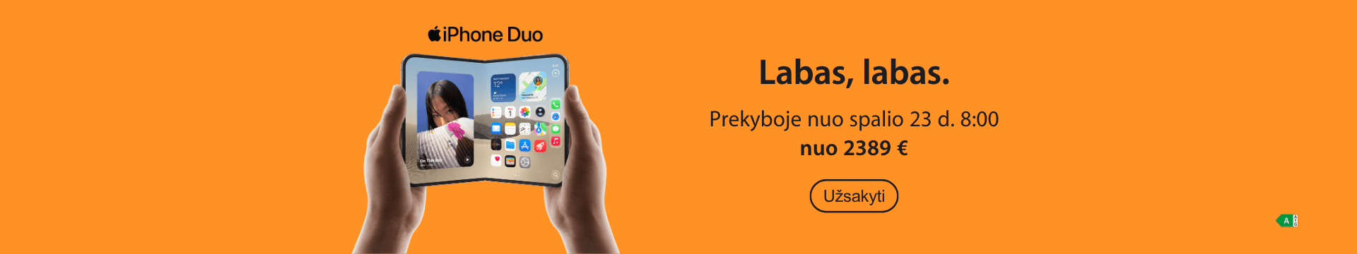 iPhone Duo sulenkiamas telefonas prekyboje nuo spalio 23 d., Mobili prekyba