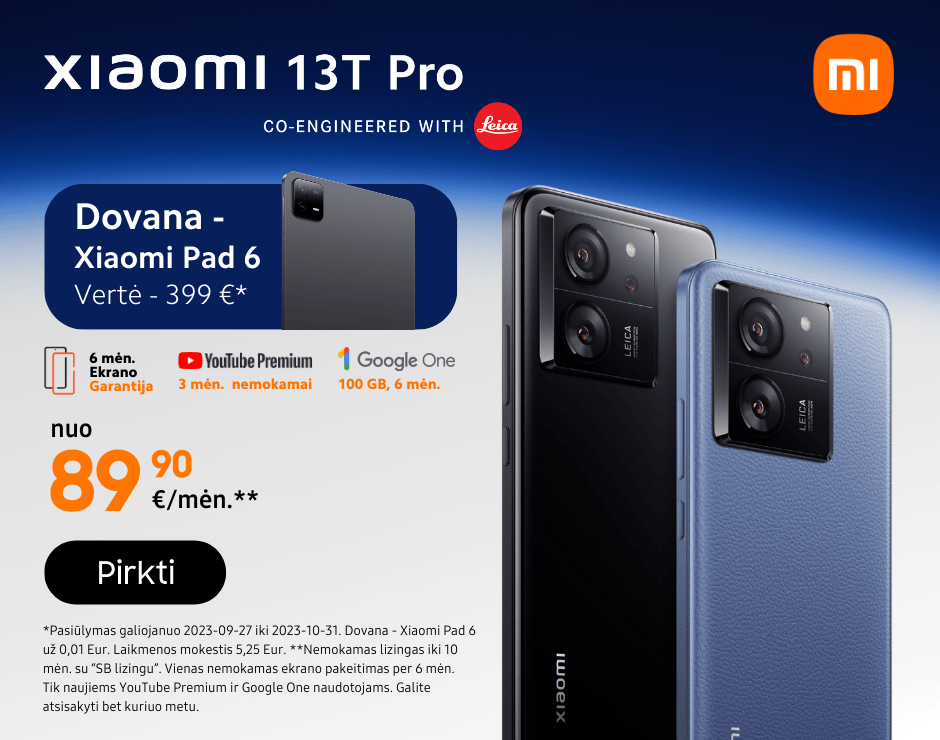 Xiaomi 13T Pro akcija dovana naujiena