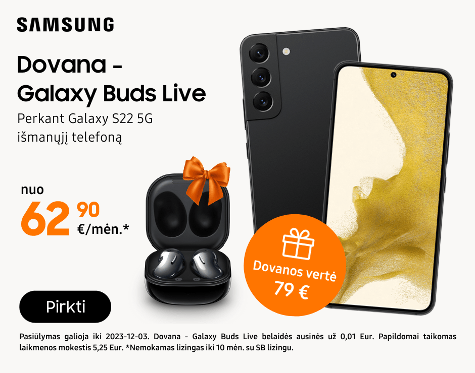 Samsung Galaxy S22 akcija dovana gera kaina