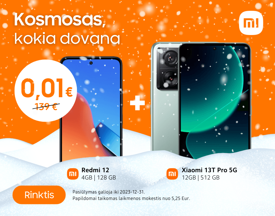 Xiaomi 13T akcija antras telefonas dovana