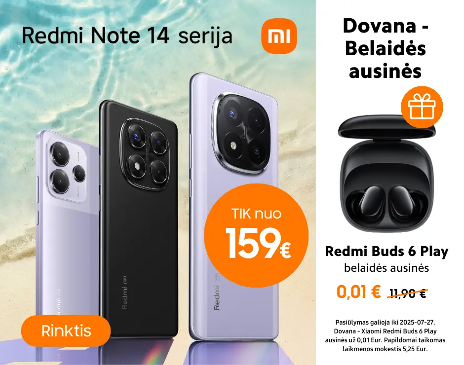 Xiaomi redmi Note 14 serija su dovana Buds 6 Play, Mobili prekyba