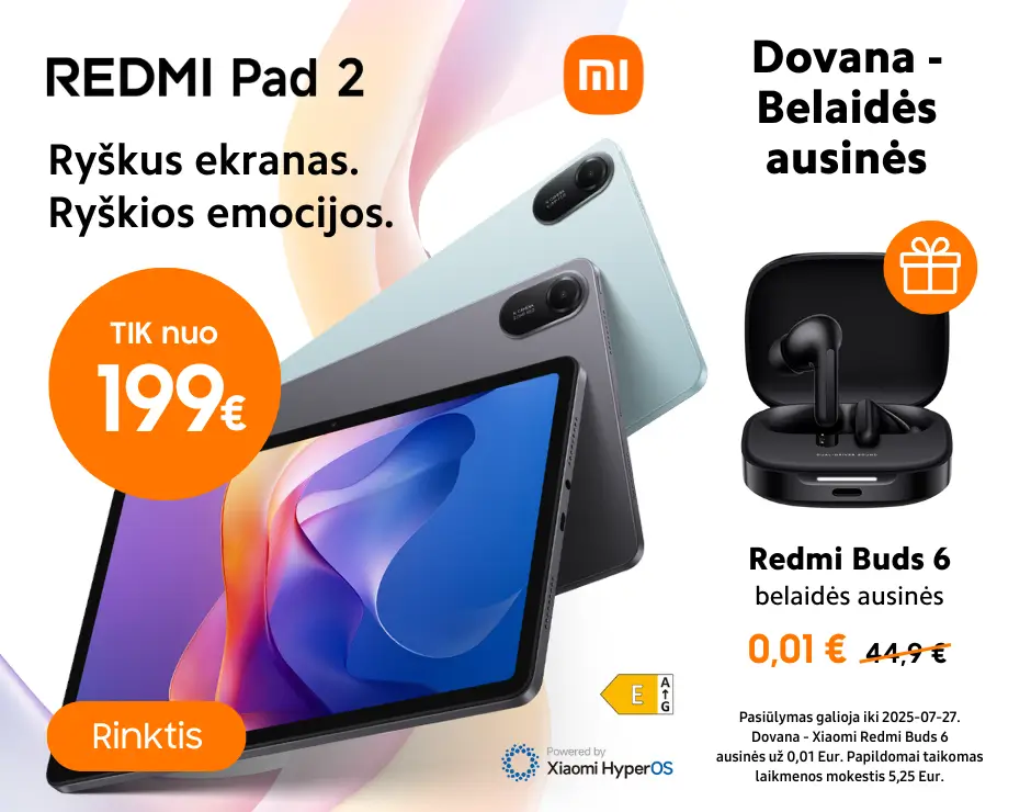 Xiaomi Redmi Pad 2 akcija dovana Redmi Buds 6 , Mlobili prekyba