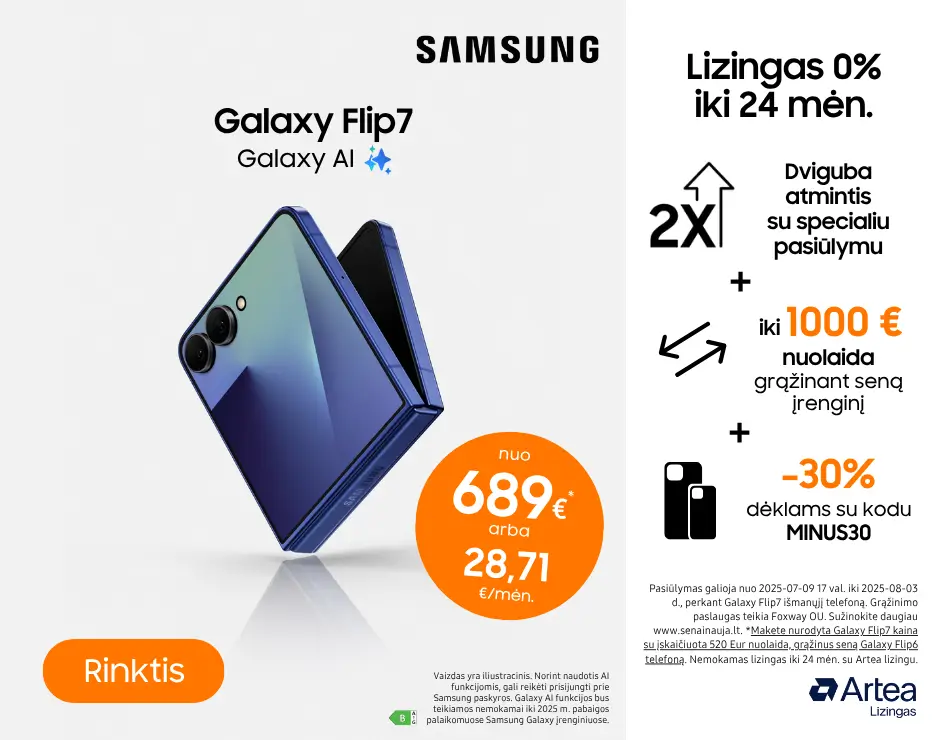 Samsung Galaxy Flip7 akcija, naujiena, Mobili prekyba