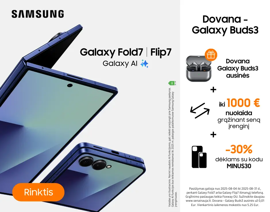 Samsung Galaxy Fold7 Flip7 akcija, dovana, Mobili prekyba