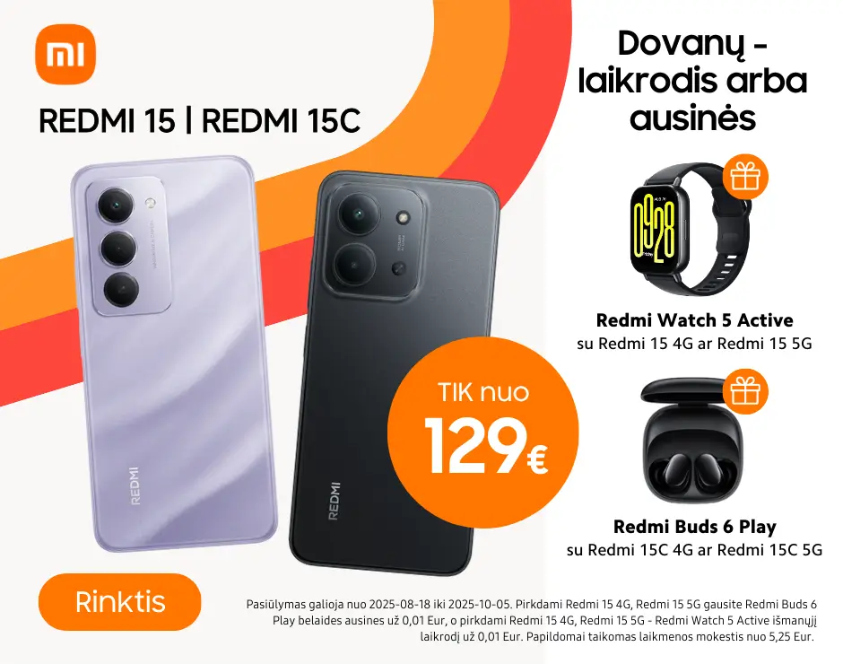 Xiaomi Redmi 15 ir Redmi 15C akcija dovana, Mobili prekyba