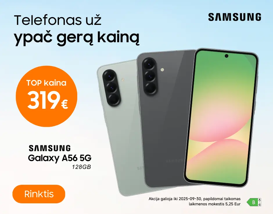 Samsung Galaxy A56 5G 128GB kaina 319 Eur, Mobili prekyba